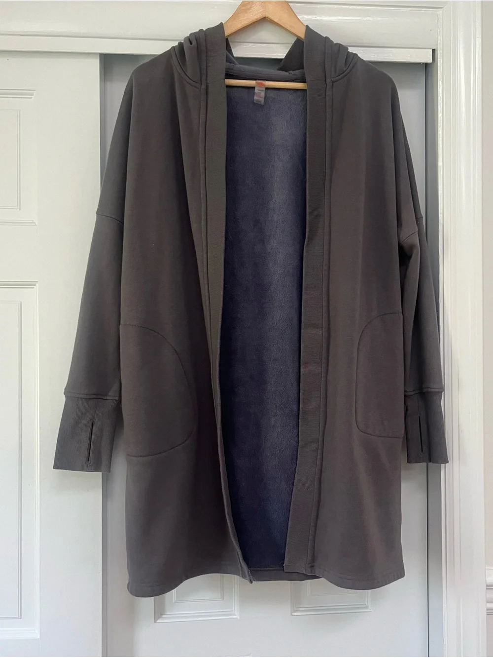 Mono B Open-Front Longline Hooded Cardigan Jacket.   Size S/M
